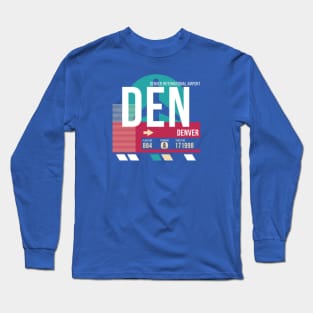 Denver, Colorado (DEN) Airport Code Baggage Tag Long Sleeve T-Shirt